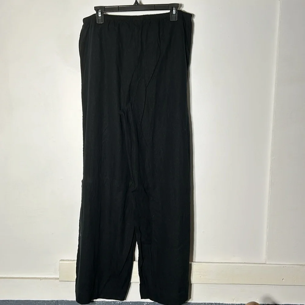 2 Brand new linen pants, drawstring, pockets, black & black/white striped - Picture 3 of 9
